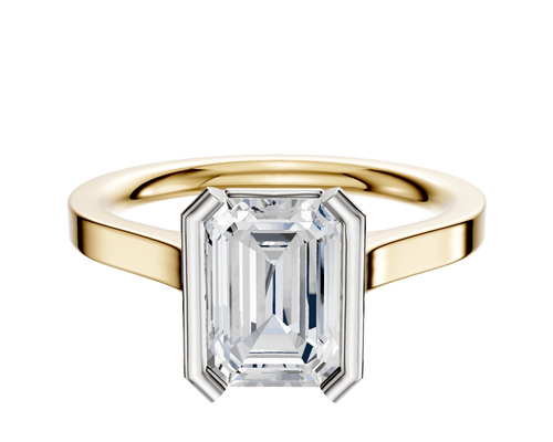 18K Two Tone Bezel Half Bezel North/South Cathedral Flat 2.0mm Engagement Ring