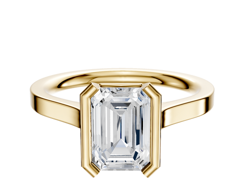 14K Yellow Gold Bezel Half Bezel North/South Cathedral Flat 2.0mm Engagement Ring