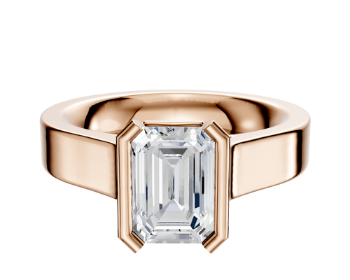 18K Rose Gold Bezel Half Bezel North/South Cathedral Flat 4.0mm Engagement Ring