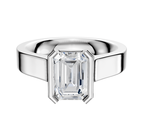 18K White Gold Bezel Half Bezel North/South Cathedral Flat 4.0mm Engagement Ring