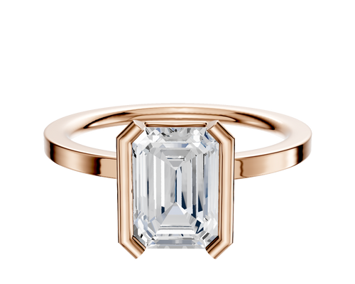 14K Rose Gold Bezel Half Bezel North/South Classic Flat 1.5mm Engagement Ring