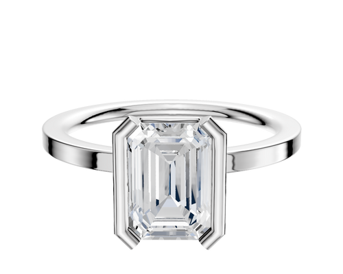 18K White Gold Bezel Half Bezel North/South Classic Flat 1.5mm Engagement Ring