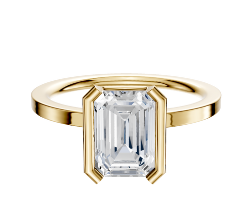 14K Yellow Gold Bezel Half Bezel North/South Classic Flat 1.5mm Engagement Ring