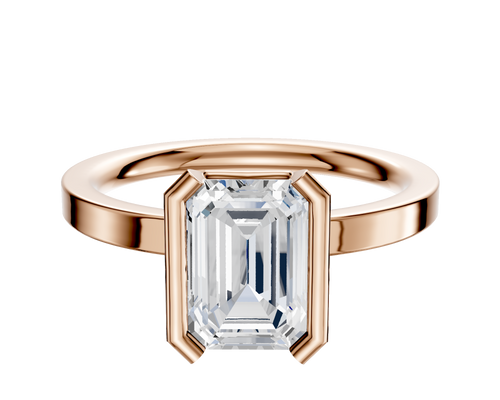 14K Rose Gold Bezel Half Bezel North/South Classic Flat 2.0mm Engagement Ring