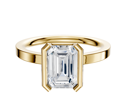 14K Yellow Gold Bezel Half Bezel North/South Classic Flat 2.0mm Engagement Ring