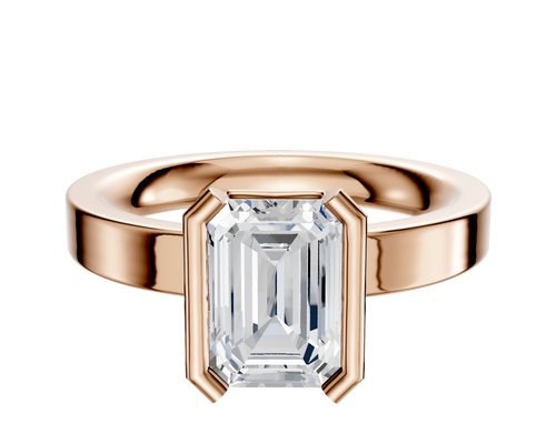 14K Rose Gold Bezel Half Bezel North/South Classic Flat 3.0mm Engagement Ring