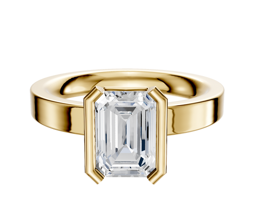 18K Yellow Gold Bezel Half Bezel North/South Classic Flat 3.0mm Engagement Ring