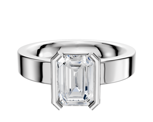 Platinum Bezel Half Bezel North/South Classic Flat 4.0mm Engagement Ring