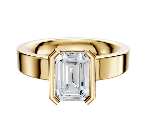 18K Yellow Gold Bezel Half Bezel North/South Classic Flat 4.0mm Engagement Ring
