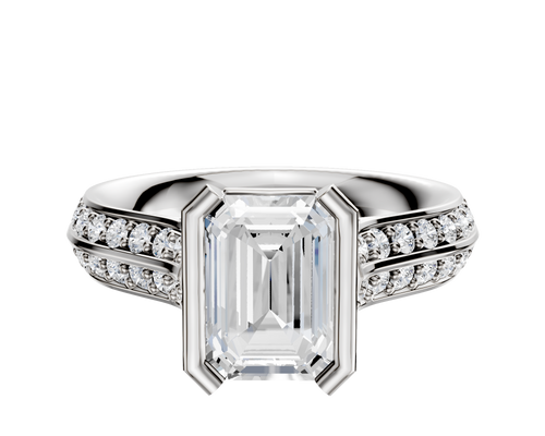 Platinum Bezel Half Bezel North/South Cathedral Knife Edge 1-Row-Pave 2.5mm Engagement Ring