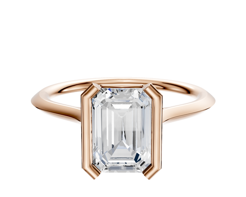 14K Rose Gold Bezel Half Bezel North/South Cathedral Knife Edge 1.5mm Engagement Ring