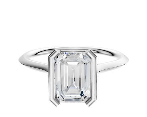 18K White Gold Bezel Half Bezel North/South Cathedral Knife Edge 1.5mm Engagement Ring