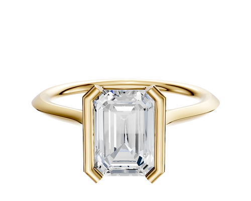 18K Yellow Gold Bezel Half Bezel North/South Cathedral Knife Edge 1.5mm Engagement Ring