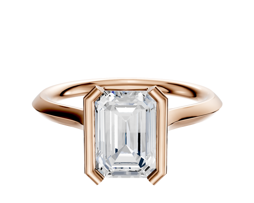 14K Rose Gold Bezel Half Bezel North/South Cathedral Knife Edge 2.0mm Engagement Ring