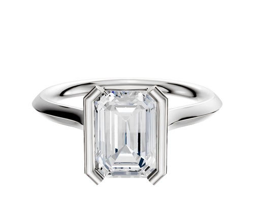 18K White Gold Bezel Half Bezel North/South Cathedral Knife Edge 2.0mm Engagement Ring
