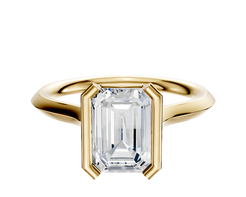 18K Yellow Gold Bezel Half Bezel North/South Cathedral Knife Edge 2.0mm Engagement Ring