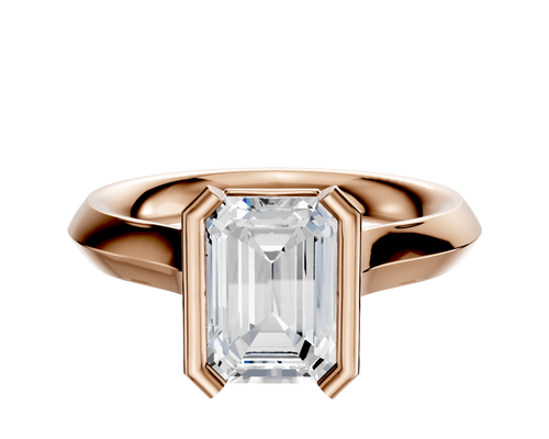 18K Rose Gold Bezel Half Bezel North/South Cathedral Knife Edge 3.0mm Engagement Ring