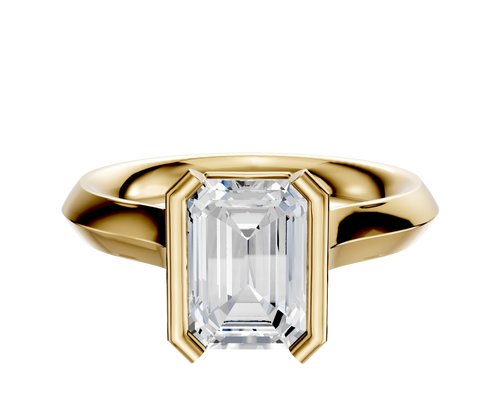 18K Yellow Gold Bezel Half Bezel North/South Cathedral Knife Edge 3.0mm Engagement Ring