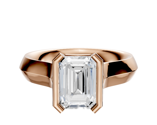 18K Rose Gold Bezel Half Bezel North/South Cathedral Knife Edge 4.0mm Engagement Ring