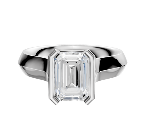 18K White Gold Bezel Half Bezel North/South Cathedral Knife Edge 4.0mm Engagement Ring
