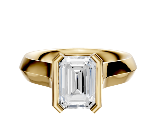 14K Yellow Gold Bezel Half Bezel North/South Cathedral Knife Edge 4.0mm Engagement Ring