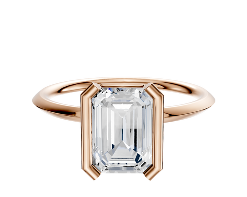 14K Rose Gold Bezel Half Bezel North/South Classic Knife Edge 1.5mm Engagement Ring