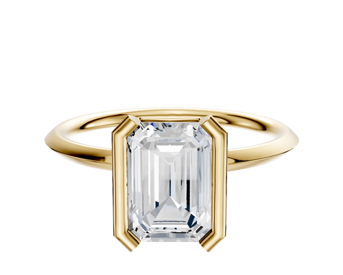 18K Yellow Gold Bezel Half Bezel North/South Classic Knife Edge 1.5mm Engagement Ring