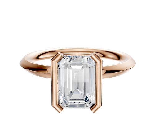 18K Rose Gold Bezel Half Bezel North/South Classic Knife Edge 2.0mm Engagement Ring