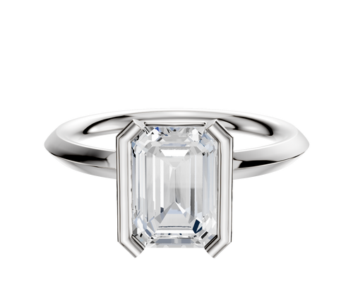 18K White Gold Bezel Half Bezel North/South Classic Knife Edge 2.0mm Engagement Ring