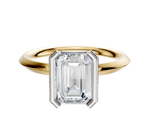 14K Two Tone Bezel Half Bezel North/South Classic Knife Edge 2.0mm Engagement Ring