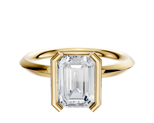 14K Yellow Gold Bezel Half Bezel North/South Classic Knife Edge 2.0mm Engagement Ring