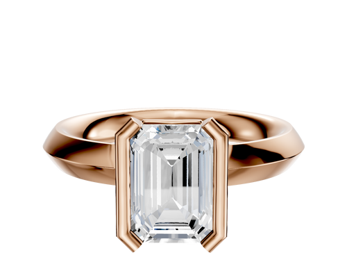 14K Rose Gold Bezel Half Bezel North/South Classic Knife Edge 3.0mm Engagement Ring