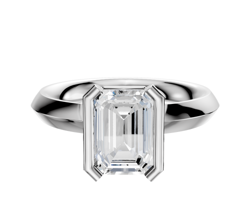 18K White Gold Bezel Half Bezel North/South Classic Knife Edge 3.0mm Engagement Ring