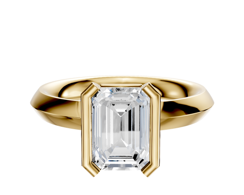 14K Yellow Gold Bezel Half Bezel North/South Classic Knife Edge 3.0mm Engagement Ring