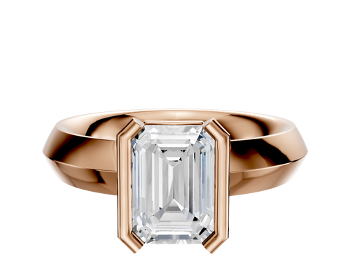18K Rose Gold Bezel Half Bezel North/South Classic Knife Edge 4.0mm Engagement Ring