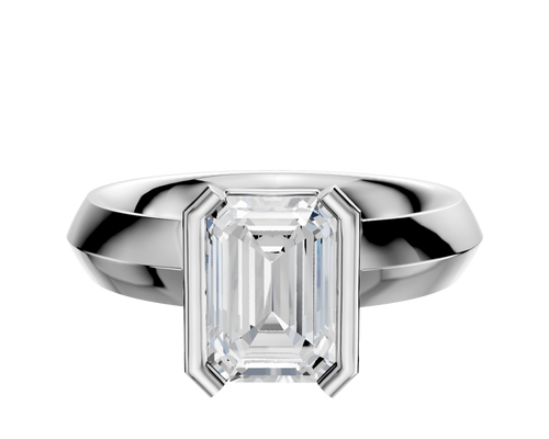 Platinum Bezel Half Bezel North/South Classic Knife Edge 4.0mm Engagement Ring