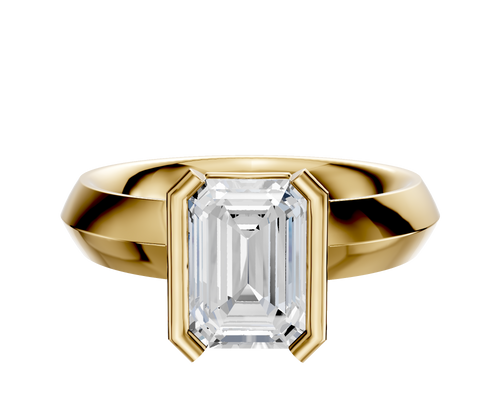 18K Yellow Gold Bezel Half Bezel North/South Classic Knife Edge 4.0mm Engagement Ring