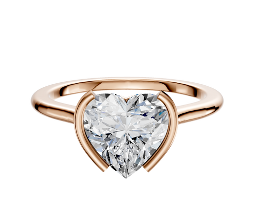 18K Rose Gold Bezel Half Bezel North/South Cathedral Dome 1.5mm Engagement Ring