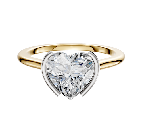 14K Two Tone Bezel Half Bezel North/South Cathedral Dome 1.5mm Engagement Ring