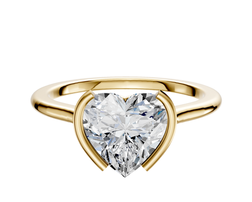 14K Yellow Gold Bezel Half Bezel North/South Cathedral Dome 1.5mm Engagement Ring
