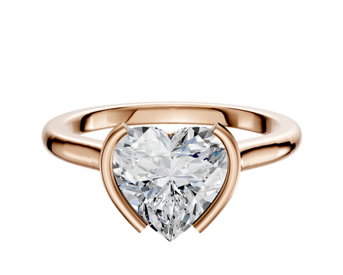 14K Rose Gold Bezel Half Bezel North/South Cathedral Dome 2.0mm Engagement Ring