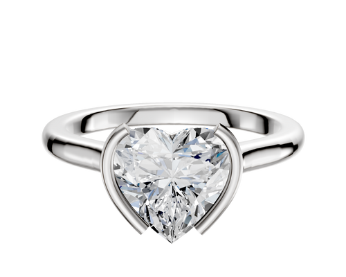 18K White Gold Bezel Half Bezel North/South Cathedral Dome 2.0mm Engagement Ring