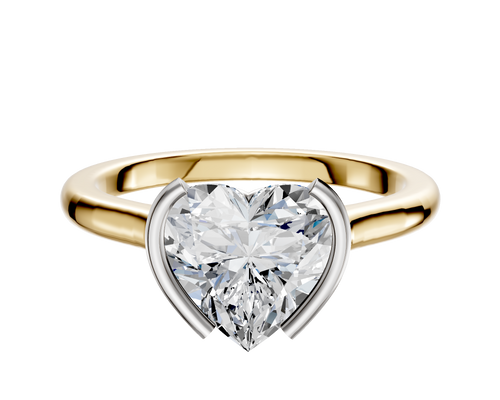 18K Two Tone Bezel Half Bezel North/South Cathedral Dome 2.0mm Engagement Ring