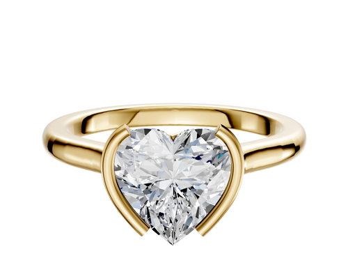 14K Yellow Gold Bezel Half Bezel North/South Cathedral Dome 2.0mm Engagement Ring