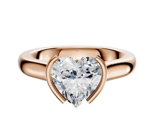 14K Rose Gold Bezel Half Bezel North/South Cathedral Dome 3.0mm Engagement Ring
