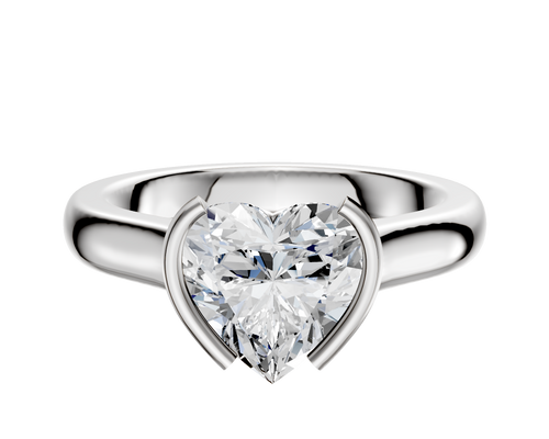 14K White Gold Bezel Half Bezel North/South Cathedral Dome 3.0mm Engagement Ring