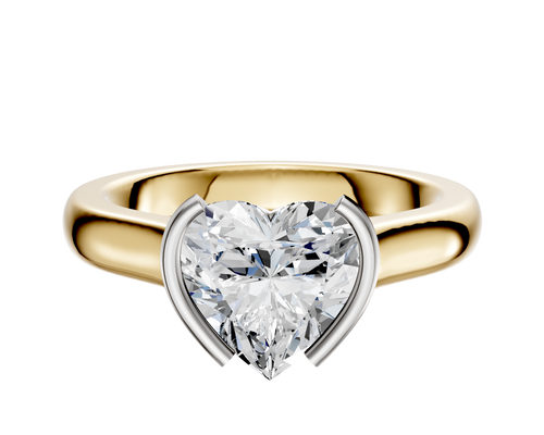 14K Two Tone Bezel Half Bezel North/South Cathedral Dome 3.0mm Engagement Ring