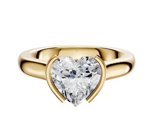 14K Yellow Gold Bezel Half Bezel North/South Cathedral Dome 3.0mm Engagement Ring