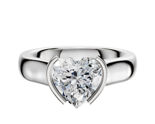 18K White Gold Bezel Half Bezel North/South Cathedral Dome 4.0mm Engagement Ring