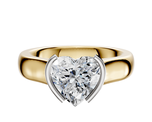 18K Two Tone Bezel Half Bezel North/South Cathedral Dome 4.0mm Engagement Ring